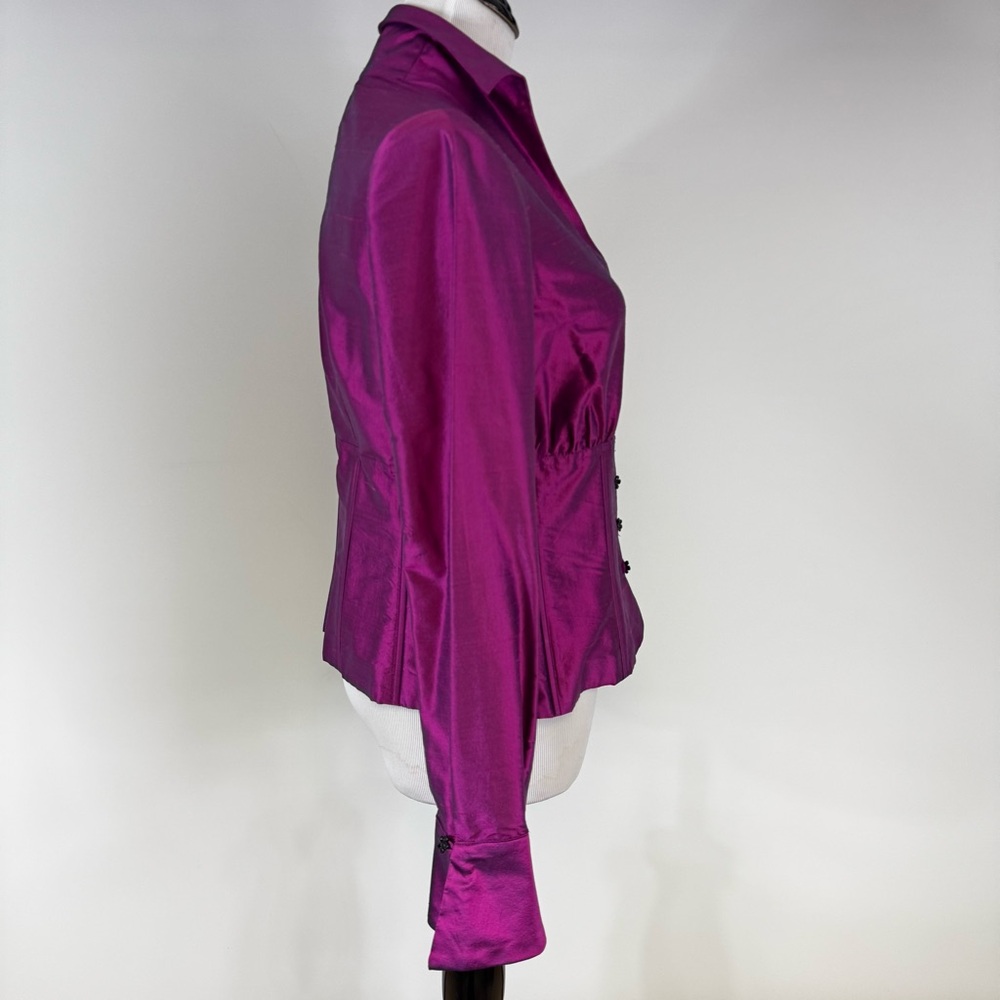 SHANI Stand Collar Silk Shantung Blouse Size 10 NWT - Picture 6 of 10